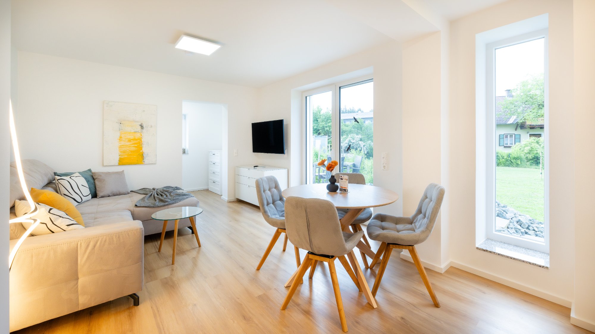 Appartement 5 Klopeiner See – barrierefreie 45 m² Erdgeschoss-Ferienwohnung mit sonniger Terrasse und Gartenblick für 4 Personen